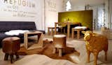 Living Room, Stools, Sofa, Bench, Table, Pendant Lighting, and Light Hardwood Floor  Photo 6 of 10 in Refugium Betzenstein by Dwell from Escape to a Bio-Passive Vacation Refuge in a Bavarian Nature Park