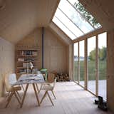 Shed & Studio, Living Space, Living Room, and Family Room Designed by Stockholm firm Waldemarson Berglund Arkitekter, this prefab artist studio called Ateljé 25 is shaped like a Monopoly house, serves as an artist’s studio and has simple plywood interiors and massive skylights.  Shed & Studio Living Space Photos from 10 Prefabricated or Modular Structures That Use Plywood in Creative Ways