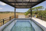 Outdoor, Small Pools, Tubs, Shower, Metal Fences, Wall, Plunge Pools, Tubs, Shower, Small Patio, Porch, Deck, Vertical Fences, Wall, Trees, and Rooftop A plunge pool on the roof of the small building.  Photos from A Concrete Abode Becomes a Surfer's Paradise