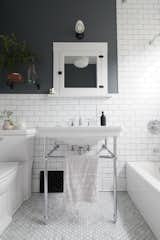 Bath, Wall Mount, Two Piece, Soaking, Subway Tile, and Wall The bathroom was completely gutted down to the crawlspace and up into the attic.  Bath Subway Tile Wall Mount Soaking Photos from Before & After: A DIY Couple Tackle Their 1915 Craftsman in San Diego