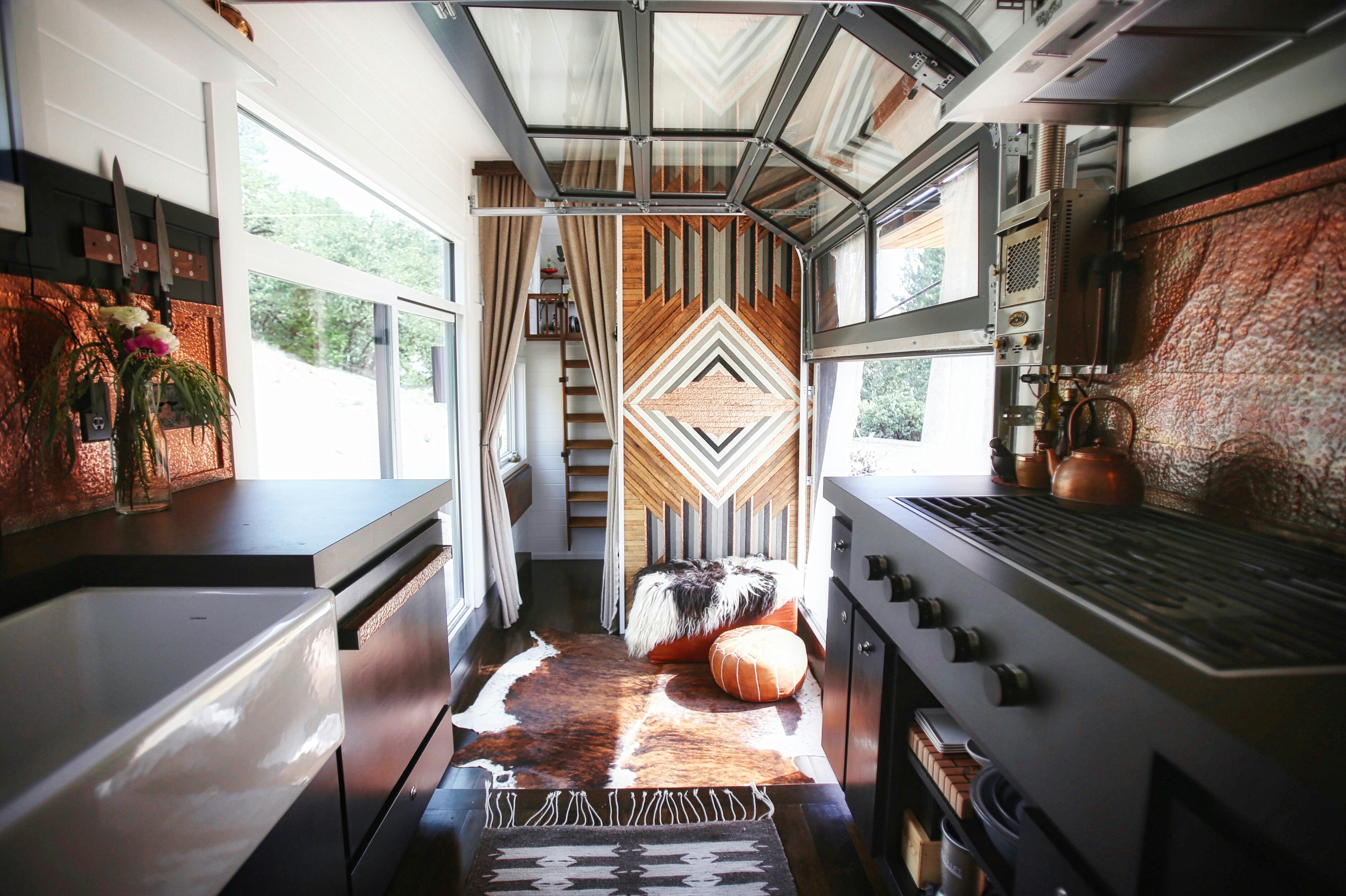 Inside a Tiny House With a Pop-Out Deck - Alpha Tiny Home by New Frontier Tiny  Homes