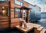 Exterior, Wood Siding Material, Metal Roof Material, Flat RoofLine, Gable RoofLine, Tiny Home Building Type, and Metal Siding Material  Photo 13 of 15 in OFF Grid by Kayt Wolfe from A Family Customizes an Off-Grid Tiny Home With Online Design Tools