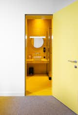 A bright yellow bathroom.