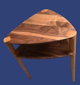 2-tiered guitar pick side table.
in walnut.