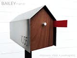BAILY modern mailbox - stainless steel + mahogany