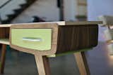 Offset Drawer, Detail.  Custom Entry Table by Able and Baker.  Designed and Fabricated in our Southern California woodshop.
