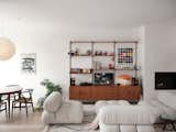 Living room vintage furniture and sectional bring warn atmosphere