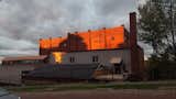 The side exterior of the Akron ice house complex.