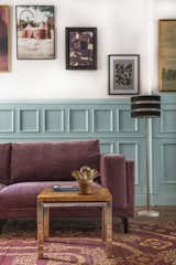 Living Room, Sofa, Coffee Tables, and Floor Lighting IKEA Nockeby sofa with a Bemz cover in Clover velvet.  Photo 6 of 10 in These 5 Interior Design Trends Will Reign Supreme in 2018 from Vintage velvet