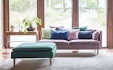Sofa cover, footstool cover and cushions in our Respect fabrics - made from 100% recycled material.   Photo 6 of 10 in Scandi retro by Bemz Design