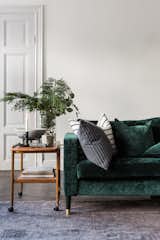 IKEA Karlstad sofa with a Bemz cover in dark green Zaragoza Viridian velvet by Designers Guild. Bemz cushion covers.   Photo 7 of 10 in Seasons greetings by Bemz Design