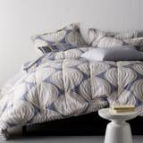 Ludlow Percale Comforter Set: We’ve magnified the classic ogee motif in a contemporary artistic rendering. Reinterpreted in ice blue, taupe, and white, this quirky design is printed on smooth 200-thread count cotton percale.
