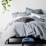 On Point Organic Percale Duvet Cover in Navy: Intentionally imperfect, hand-drawn dots create a contemporary canvas to mix with patterned pillow covers and colorful throws. Printed on 200-thread count certified organic cotton percale.