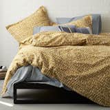 Randall Duvet Cover: We embrace our imperfections. Our Randall collection boasts rows of hand-painted lozenges for an artisanal effect. Hued in horseradish gold on cream, this contemporary print is reproduced on pure, slubbed cotton for rich, natural texture.