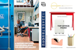 Left: In his home office which happens to be a converted shipping container, Wardell runs his art gallery Chester's Blacksmith Shop. His nephew peeks down from the "napping nook" above. Right: SMH, Inc's top picks for office furniture and accessories. Images courtesy of Hay, Poppin, Bu Dot, Tom Dixon and CB2. The main image appears on www.dwell.com 