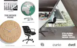 Left: SMH, Inc's top picks for office furniture and accessories. Images courtesy of DWR and Heath Ceramics Right: Austin Hernandez's home office in Mexico. This photo originally appeared in Hecho in Mexico City. This image appear on www.dwell.com