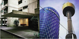 Left: Marcus's old apartment building designed by Harry Seidler, Right: Sydney buildings including Sydney Tower, 1981, Photography: Marcus Hay for SMH, Inc