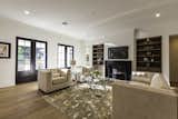 Custom steel fireplace with custom built-ins on either side