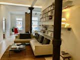 Living Room, Light Hardwood Floor, Chair, Recessed Lighting, Coffee Tables, Bookcase, and Sectional Loft Union Square  Photo 3 of 12 in My loft in Greenwich Village (New York) by Hélène Volat