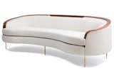XPALEVSKY
“AVA” SOFA
USA, CONTEMPORARY
OILED WALNUT WITH BRASS LEGS
8’ X 44”D X 30.75”H X 16.5”SH
$6,500
Elegantly curved sofa with a tight-upholstered back and loose seat cushion that sits on polished brass legs. Molded oil-finished walnut wood frame wraps the top of the piece and extends all the way to the arm. Custom options available.