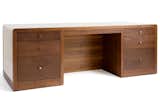 XPALEVSKY
“LE MAY” DESK
USA, CONTEMPORARY
WALNUT WOOD WITH FAUX PARCHMENT INSET
84” W X 30” D X 30” H
$8,500
Art Deco-inspired Partner’s desk fabricated from walnut wood veneer and faux parchment finish. Includes four utility drawers, two filing drawers and one pencil drawer with polished brass conical hardware. Custom options available.