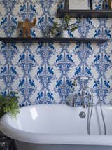 Bathroom with wallpaper