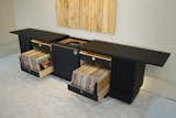 The Modern Vinyl Deluxe. 200+ LP capacity, LED lit, full extension racks with soft close function. Additional pull-outs for gear and turntable dust cover. 