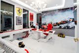 A Ferrari-themed office just off of the living room and garage.