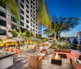 TEN50's pool deck at twilight