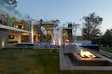 Summit House Beverly Hills modern luxury home backyard pool terrace with fire pit