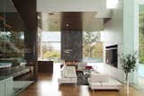 Summit House Beverly Hills luxury family home modern living room with double height glass walls
