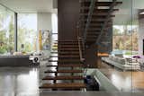 Summit House Beverly Hills modern open plan, open volume interior with central floating staircase