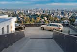 Los Tilos Hollywood Hills modern home private driveway entrance & rooftop parking