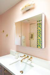Bathroom vanity and original light fixture