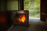 Rocky Knob Sauna interior stove + glass