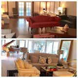 The living space mirrored the master bedroom in square footage and each flanked the ends of the "original" ranch house. Again, we updated with paint, new windows, and patio doors that lead to the screened porch.