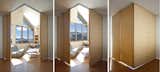 This transformable space provides privacy or openness with sliding walls.