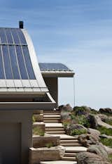 Solar panels provide electricity for the home and built-in spa.
