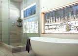 Master bath with uphill view.