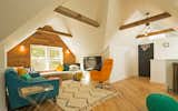 The salvaged floors are a blend of reclaimed antique hardwoods.