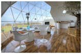 geodesic dome home dining and living area