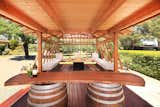 Guests can enjoy an outdoor wine tasting experience under the Redwood pagoda.