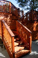 Multi-level redwood deck.