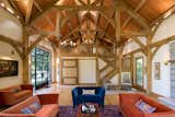 Living Room Handcrafted, mortise and tenon.  Photo 5 of 16 in Timber Frame Hobby Barn by OakBridge Timber Framing