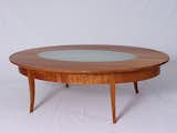 Cherry w/ frosted glass coffee table. Available with LED lighting. 