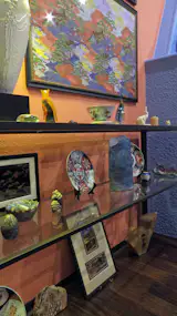 Over 1,000 items displayed of Eclectic  collections of art and artifacts.