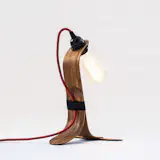 Curved wood vintage edison table lamp