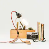 Curved wood vintage edison table lamp