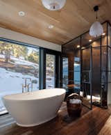 The large floating bathtub invites relaxation and serenity.