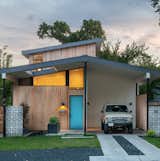 Front Elevation at Dusk - Split House by Matt Fajkus Architecture